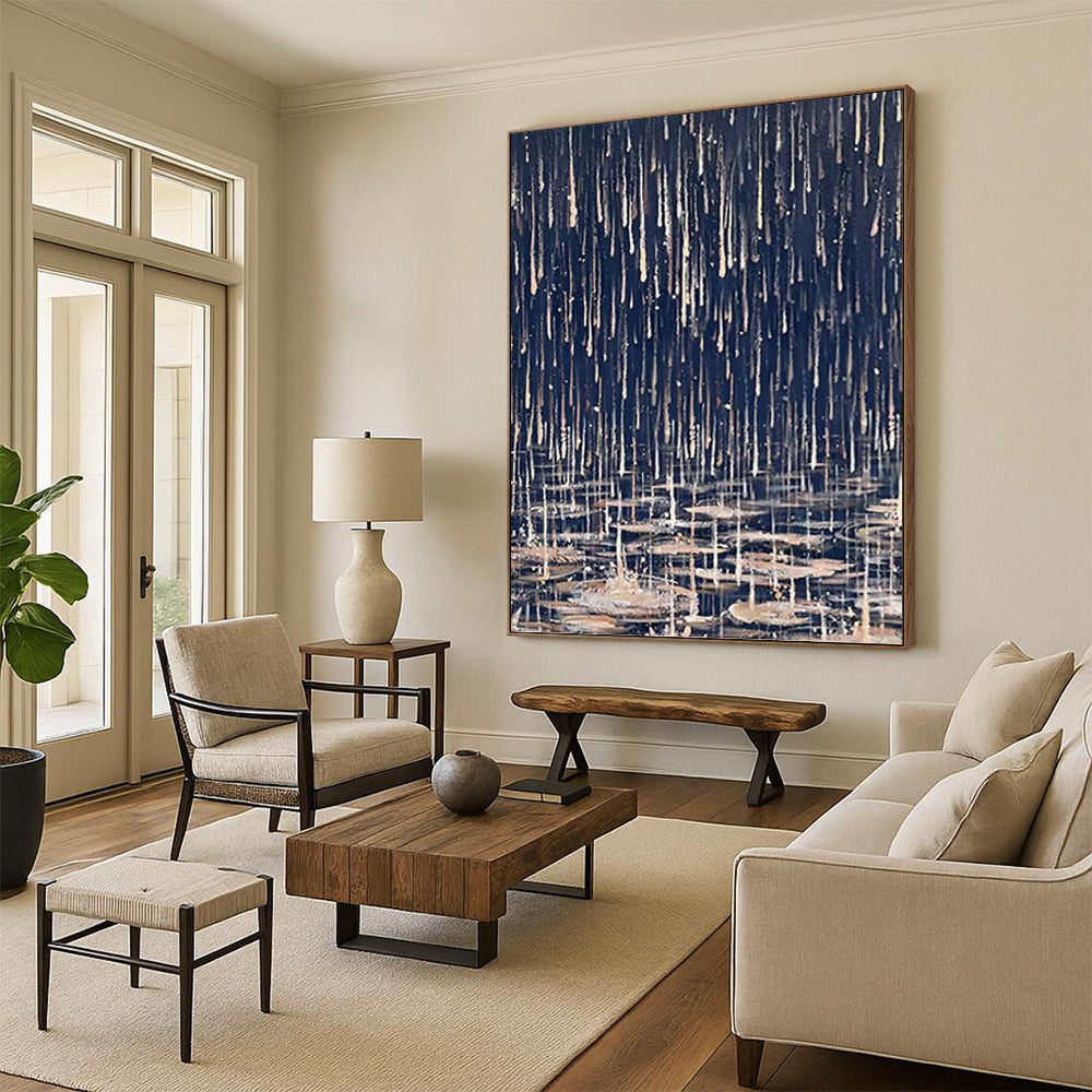 “Rain - Pond Abstract” - Impressionist Painting On Canvas PT1325