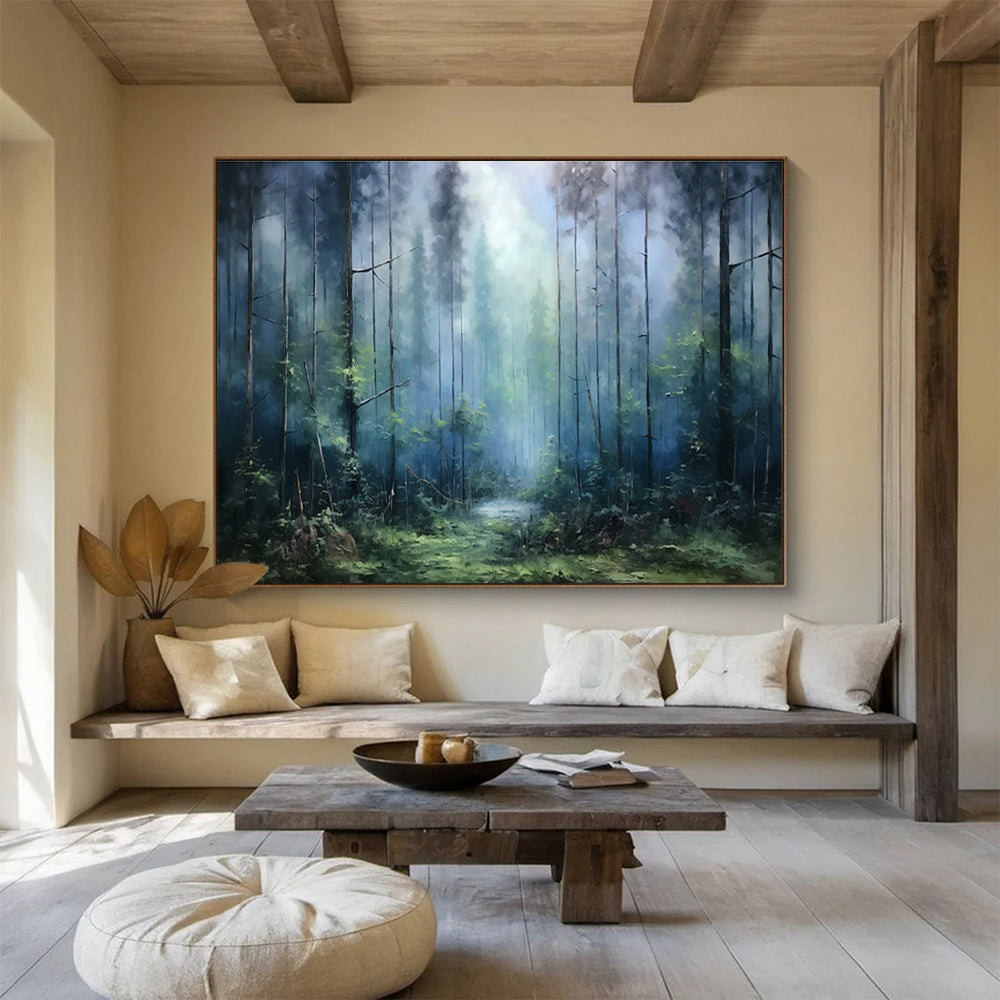 “Misty Forest Landscape” - Realistic Oil Landscape Painting On Canvas DKS869