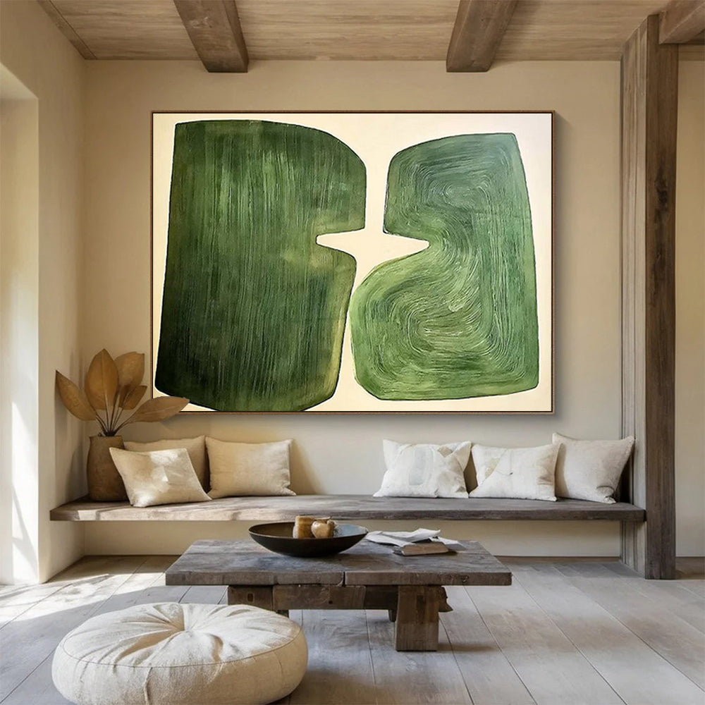 “Green Organic Abstract Forms” - Organic Abstract Painting, Perfect for Garden Room & Yoga Studio DKS620