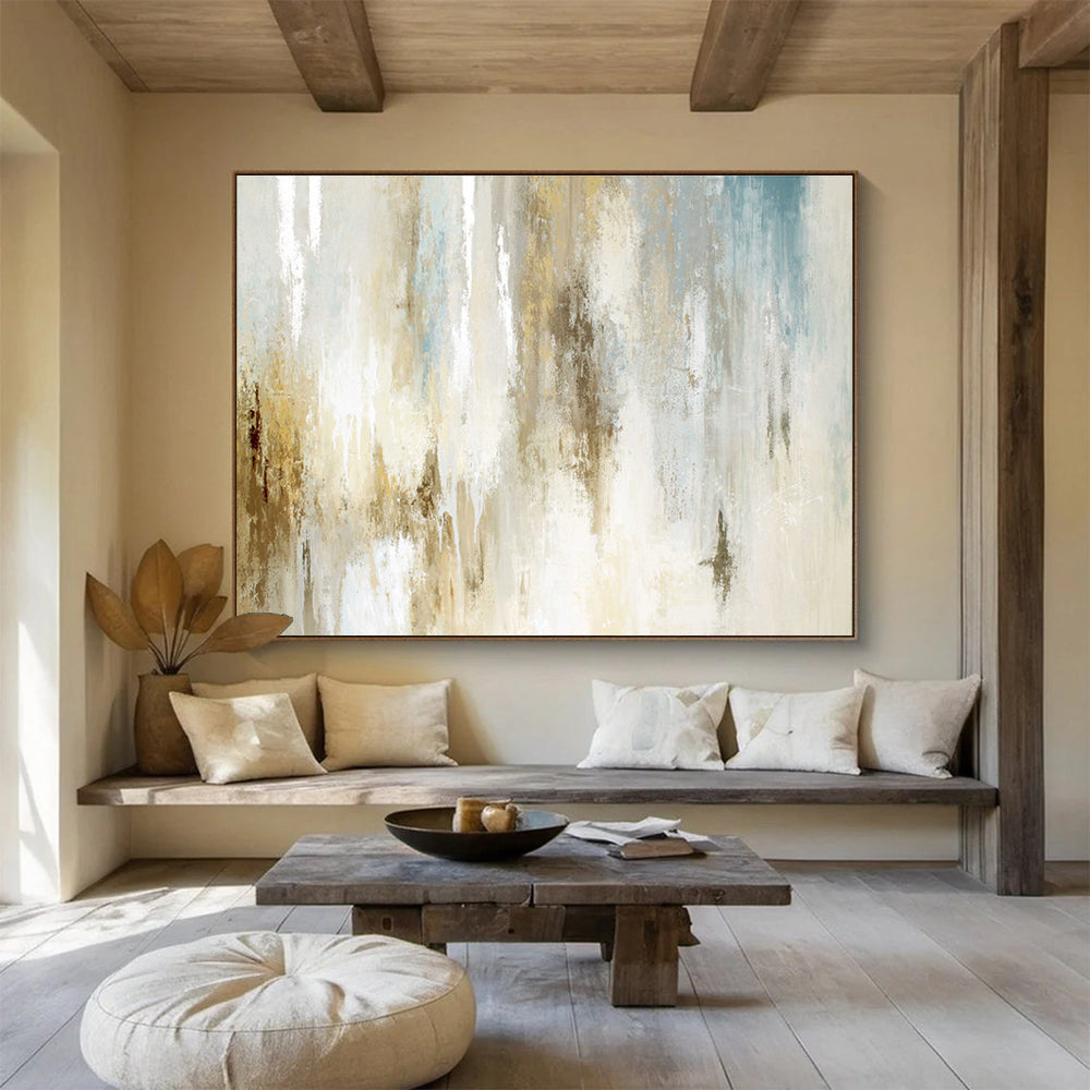 “Ethereal Beige And Blue Abstract” - Abstract Painting On Canvas DKS522