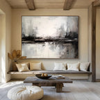 Black and White Abstract Reflection Modern Abstract Painting On Canvas DKS153