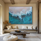 “Textured Coastal Wave in Blues and Whites” - Realistic Marine Oil Painting On Canvas PT040