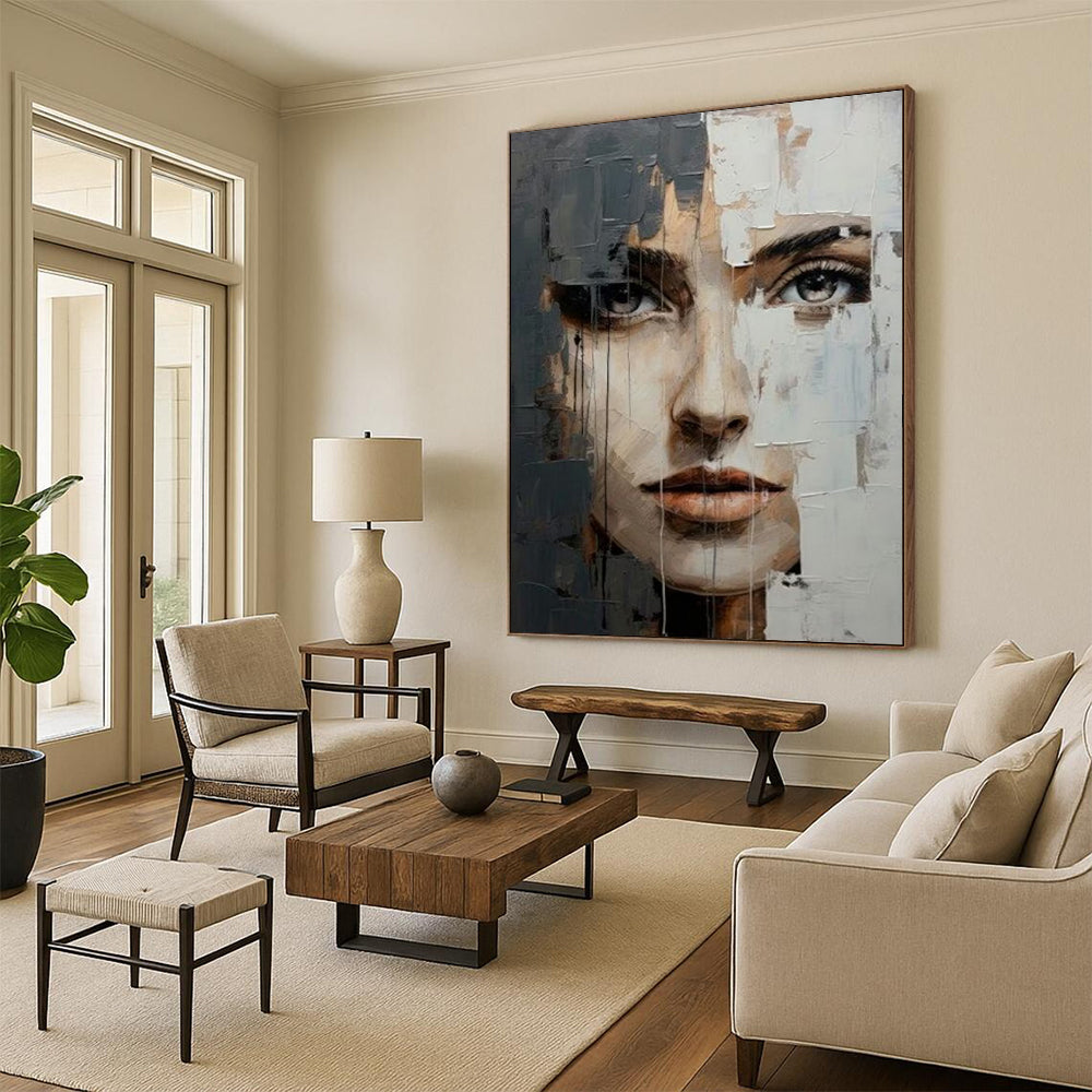 “Textured Abstract Face” - Mixed - Media Portrait On Canvas PT2190