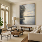 “Realistic Light - Filled Riverbank” - Impressionist Landscape Painting On Canvas PT1875