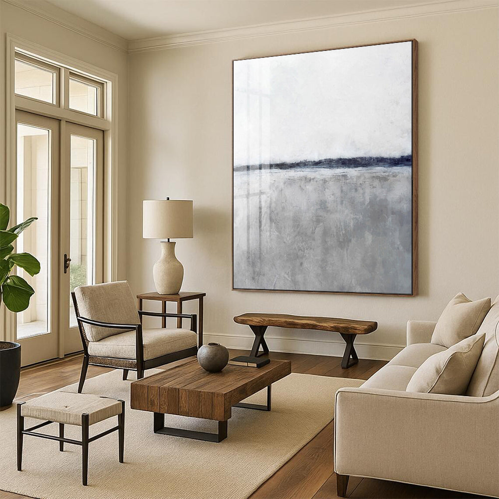 “Monochrome Coastal Horizon” - Minimalist Painting On Canvas PT2024