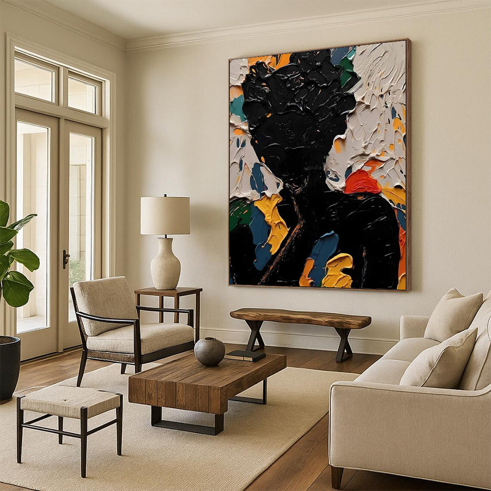 “Colorful Abstract Figure” - Vibrant Figurative Painting On Canvas DS308