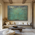 “Teal - Tinted Textured Abstract” - Textured Abstract Painting, Perfect for Bathroom & Coastal - Style Room DKS600