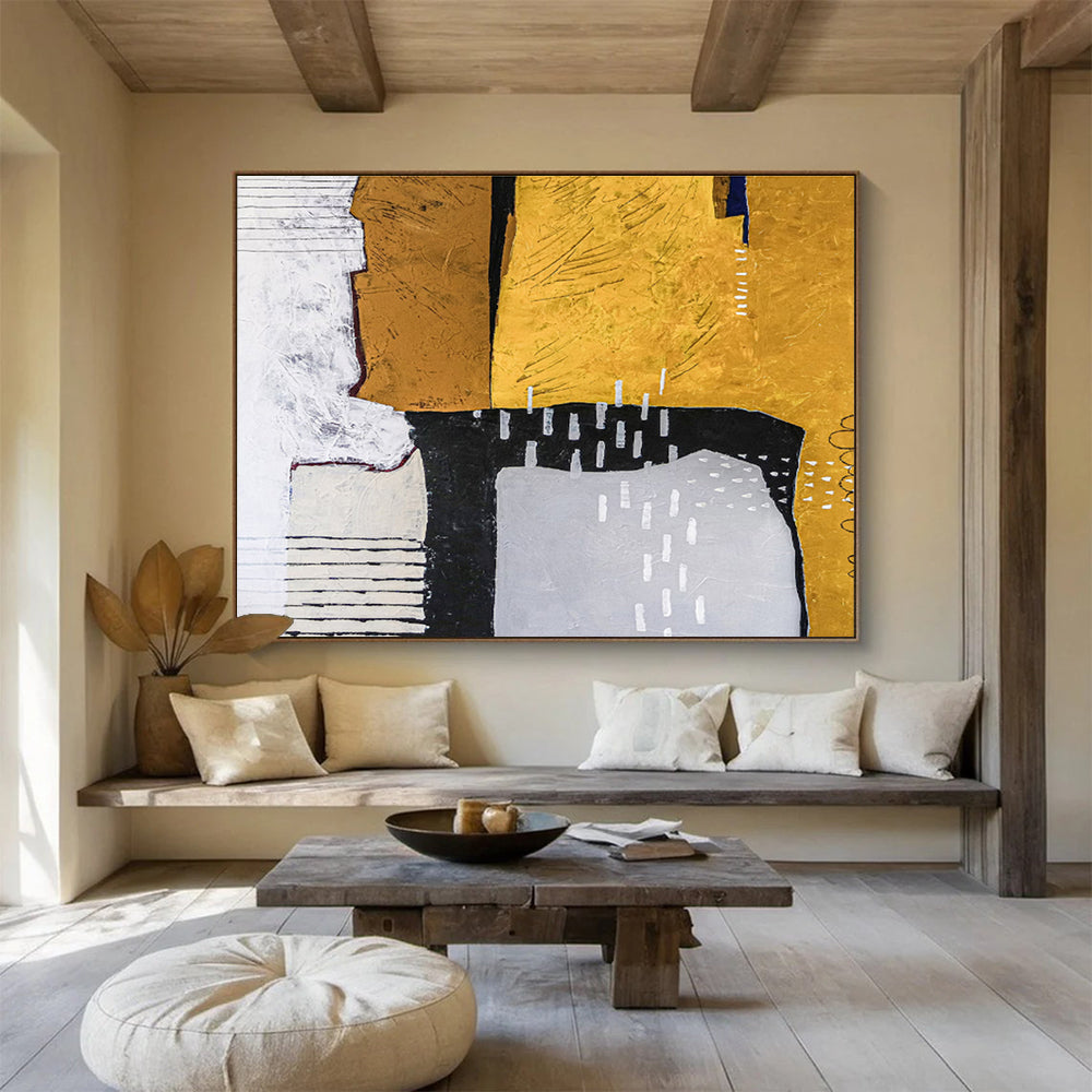 “Gold and Black Geometric Abstract” - Abstract Painting on Canvas DKS574