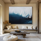 Blue & White Wave Abstract Painting On Canvas DKS039