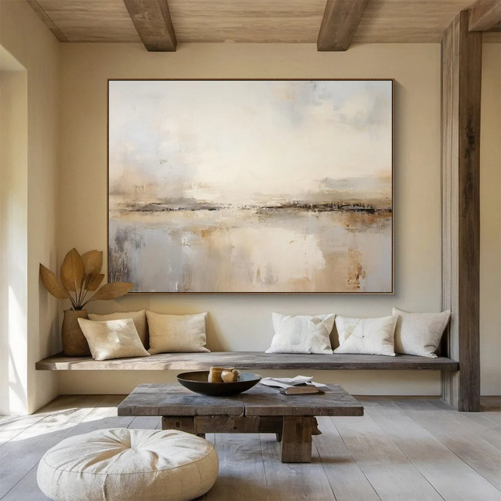 “Neutral Toned Abstract Landscape” - Abstract Landscape Painting, Suitable for Minimalist Bedroom & Yoga Studio DKS623