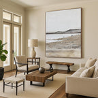 “Minimalist Beach Scene” - Landscape, Textured - Styled Painting On Canvas PT1674