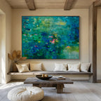 Teal Abstract Landscape Painting On Canvas DKS037