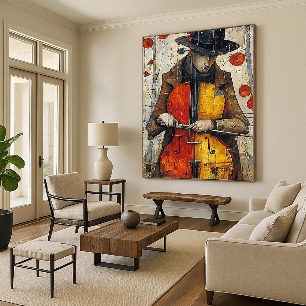 “Musician Portrait” - Stylized, Figurative Painting On Canvas PT1532