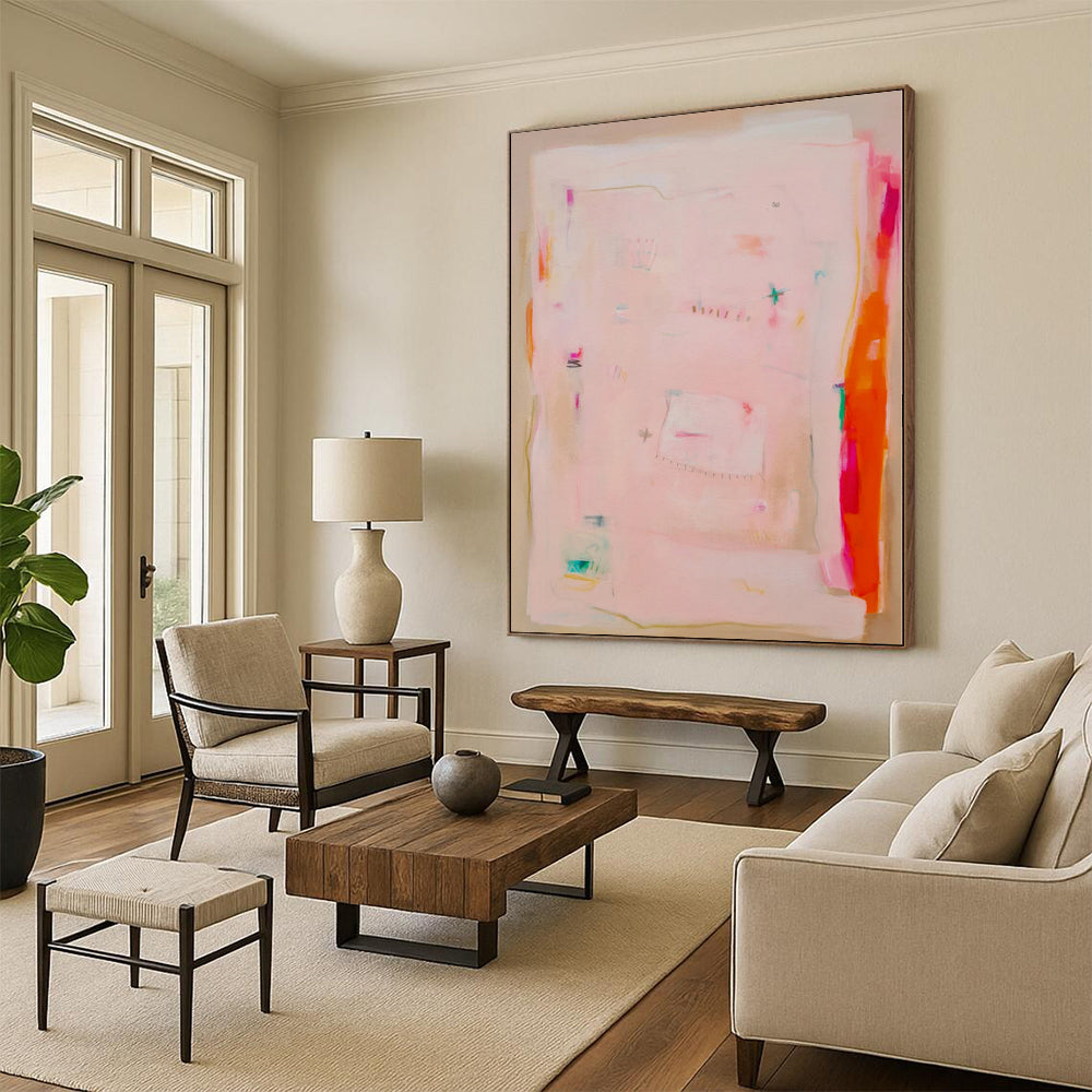 “Pastel Pink Abstract” - Soft Abstract Painting On Canvas PS0078