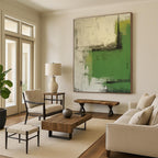“Green - Gray - Black Abstract Boldness” - Green, Gray, Black Abstract Painting On Canvas PS0531