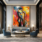 Bold Colors with Abstract Figure "Vibrant Soul" Expressionist Painting On Canvas PS1196