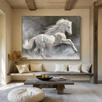 “Majestic White Horse” - Realist Animal - Painting On Canvas PT1744