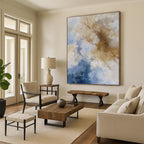 “Blue - Beige Abstract Clouds” - Serene Abstract Painting On Canvas PT1020