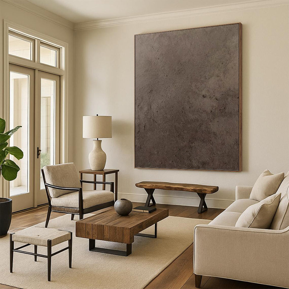 “Dark Brown Textured Surface” - Monochromatic Abstract Painting On Canvas PT1116