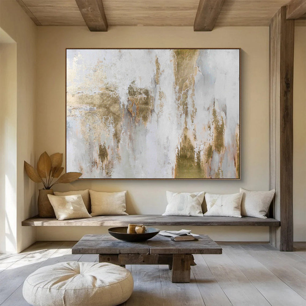 “Gold - Accented Textured Abstract” - Abstract Painting On Canvas DKS521