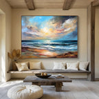 “Vibrant Seaside Sunset” - Impressionistic Oil Painting on Canvas PT1511