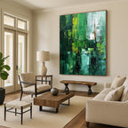 “Green - Blue Textured Abstraction” - Abstract Landscape Painting On Canvas DS012