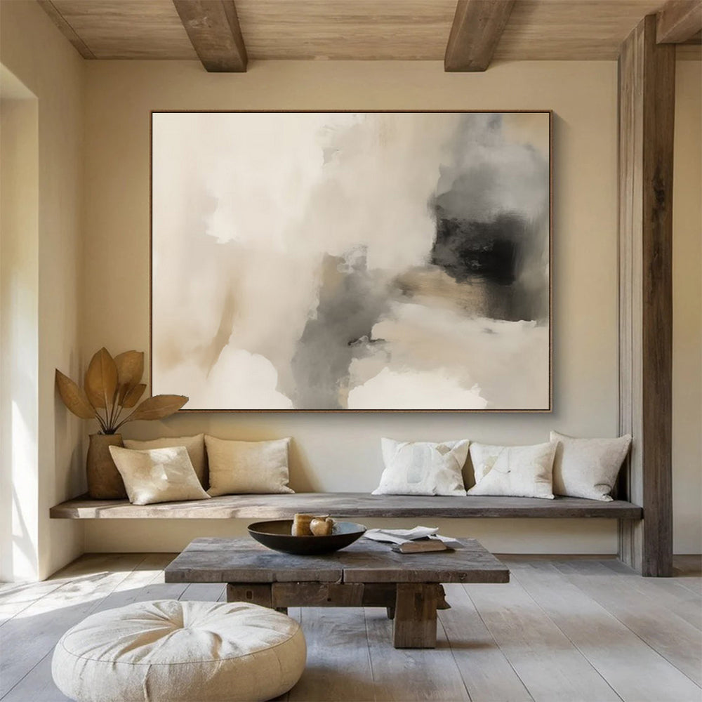 “Beige - Grey Abstract Mist” Abstract Painting On Canvas DKS239