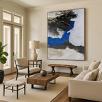 “Black - White - Gold Abstract Shapes” - Minimalist Abstract Painting On Canvas PT1231