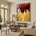 “Burgundy - Gold Abstract” - Abstract Expressionist Painting On Canvas PT1336