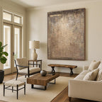 “Warm Brown Texture” - Brown, Beige Abstract Earthy Painting On Canvas PS0632