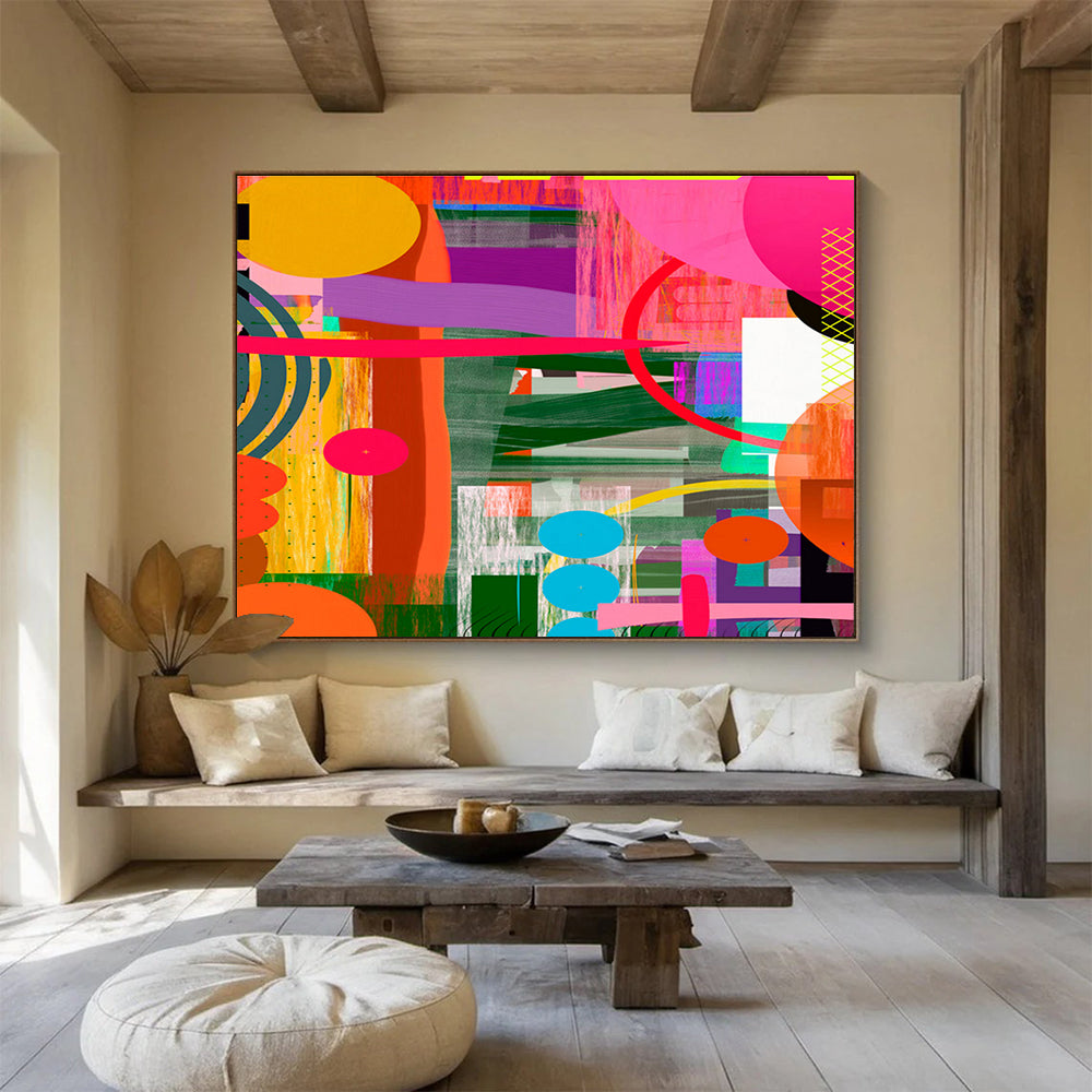 Vibrant Color Block Abstract Painting On Canvas DKS082