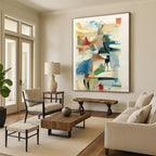 “Colorful Abstract Sketch” - Multicolor, White Abstract Sketch - like Painting PS0609