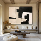 “Monochrome Geometric Shapes” - Minimalist Abstract Painting On Canvas PT071
