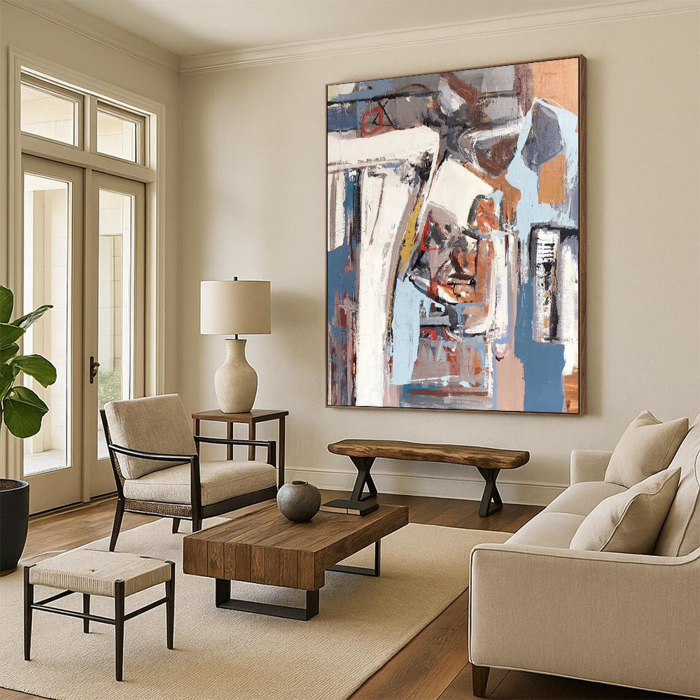 “Blue - Gray Abstract Shapes” - Abstract Expressionist Painting On Canvas DS041