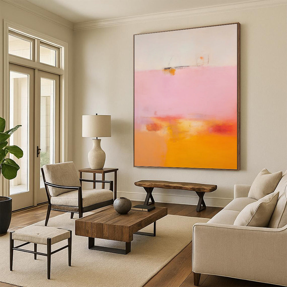 “Pink and Orange Abstract” - Soft Gradient Painting On Canvas PT0992