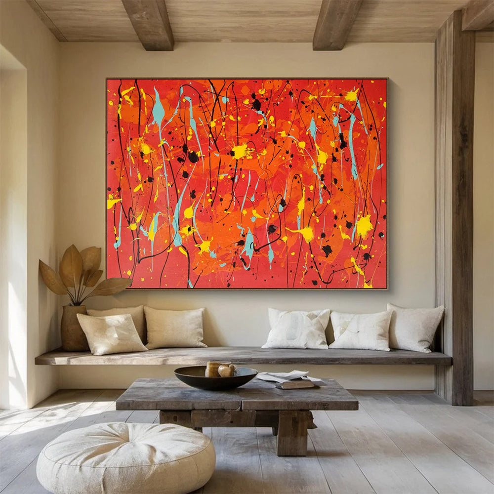 “Red - Yellow - Blue Drizzle” - Abstract Expressionist - Painting On Canvas PT1725