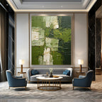 “Textured Green Abstract” - Impasto Abstract Painting On Canvas PS0187