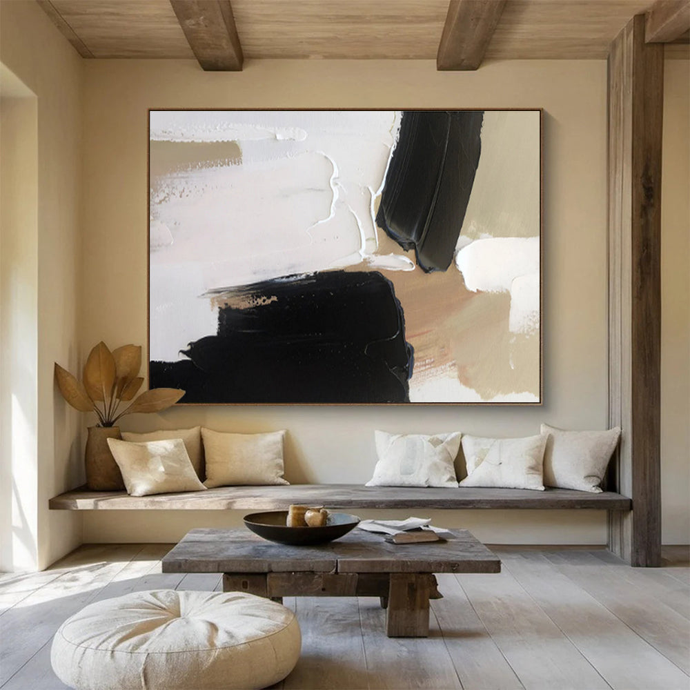 Neutral Palette with Contrast - Elegant Abstract Painting On Canvas DKS316