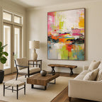“Rainbow Abstract Energy” - Multicolor Abstract Expressionist Painting On Canvas PS0697