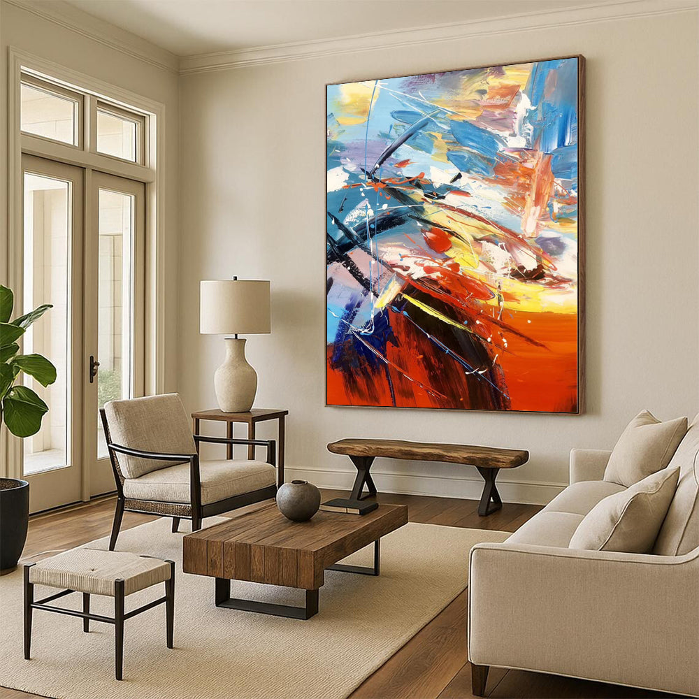 “Vibrant Color - Splash Abstract Composition” - Dynamic Abstract Painting On Canvas PS0317