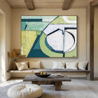 “Green - Toned Geometric Abstract” - Geometric Abstract Painting DKS543