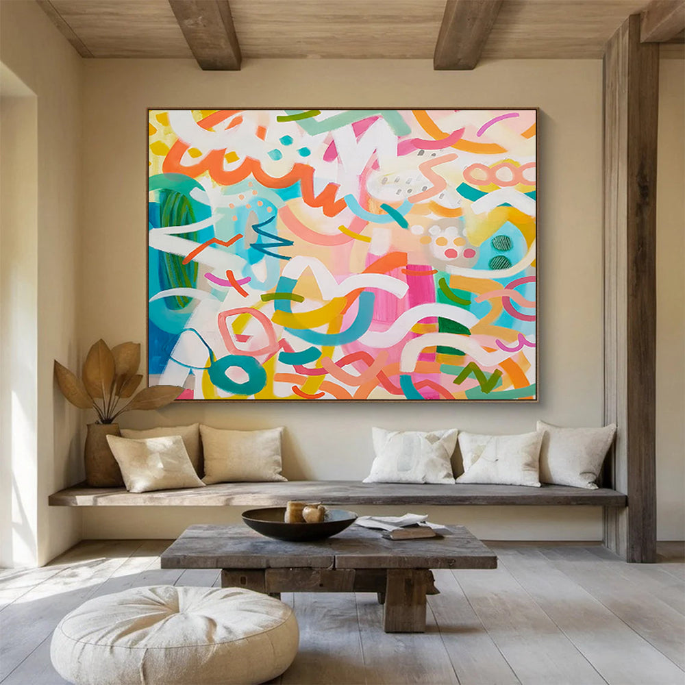 Bright Colorful Playful Abstract Painting On Canvas DKS027