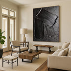 “Black Textured Abstract” - Minimalist Abstract Painting On Canvas PT1333