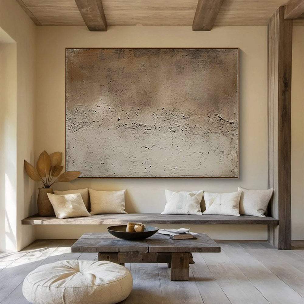“Brown - Beige Minimalist” - Abstract Textured Painting On Canvas PT255