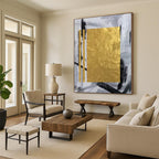 “Grey - Gold Abstract with Bold Brushstrokes” - Modern Abstract Painting On Canvas PS0292