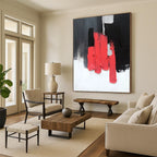 “Bold Blocks: Red, Black, Gray Abstract” - Minimalist Abstract Painting On Canvas DS394