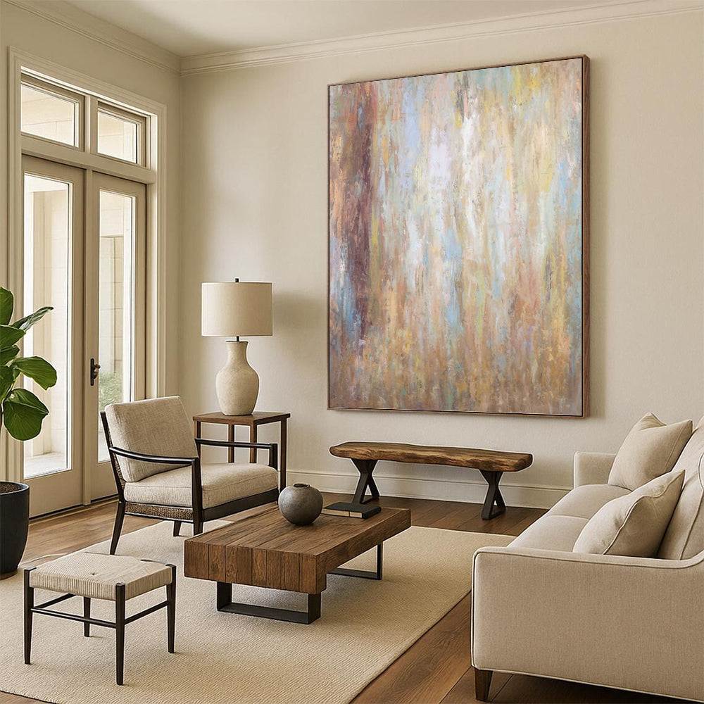 “Warm Tones Blend: Earthy Hues Abstract” - Textured Abstract Painting On Canvas PT0946