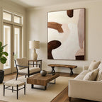 “Neutral - Brown Textured Shapes” - Abstract Expressionist Painting On Canvas PT1164