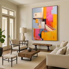 “Colorful Architectural Abstract” - Cubist - Inspired Painting On Canvas PT1323