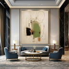 Black, Green, Earthy Tones with Line Textures "Line - Textured Abstraction" Abstract Painting On Canvas PS1283